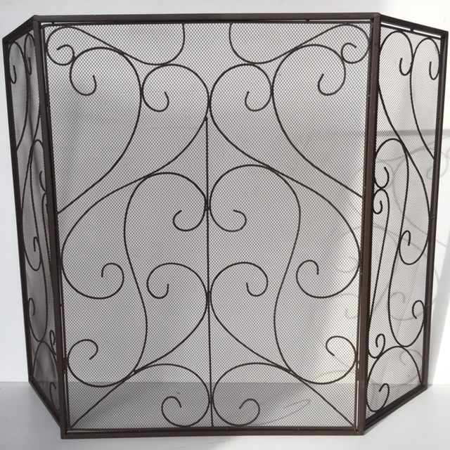 FIRE SCREEN, Scrolled Brass Folding